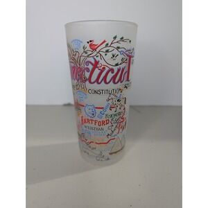 Catstudio Connecticut 15 oz. Frosted Drinking Glass Tumbler 2004 state collect